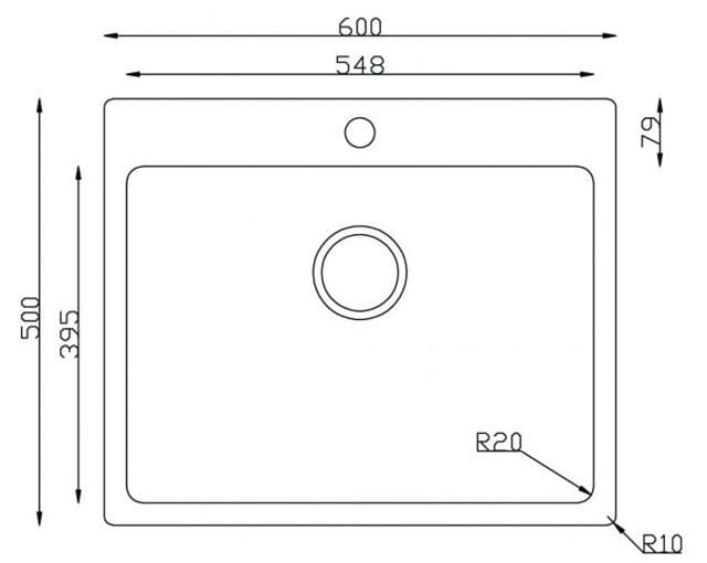 Bản vẽ Chậu rửa bát Turkey Sink Neron 600