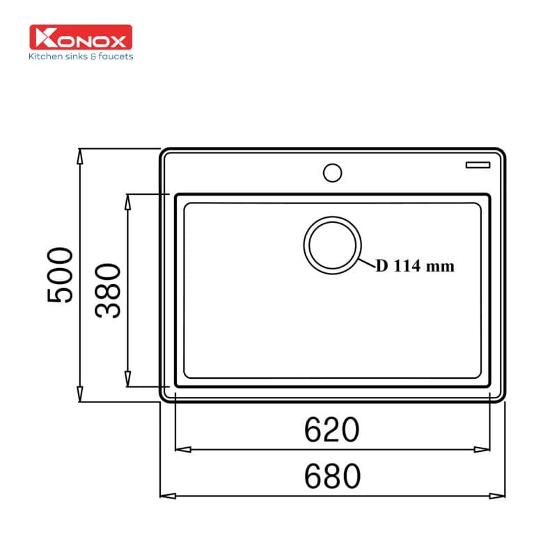 Bản vẽ Chậu rửa bát Granite Sink Ruvita 680 – Grey
