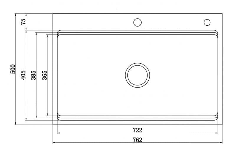 Bản vẽ Chậu rửa bát Workstation Sink – Topmount Sink KN7650TS