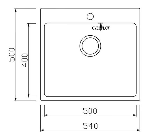 Bản vẽ Chậu rửa bát 1 hố Topmount Sink Unico 5450