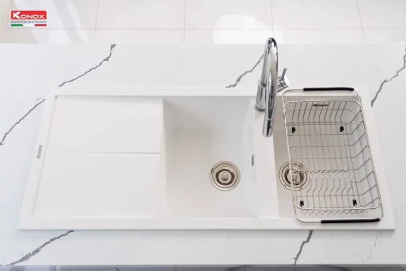 Chậu rửa bát Granite Sink Livello Smart 1160 – White Silver