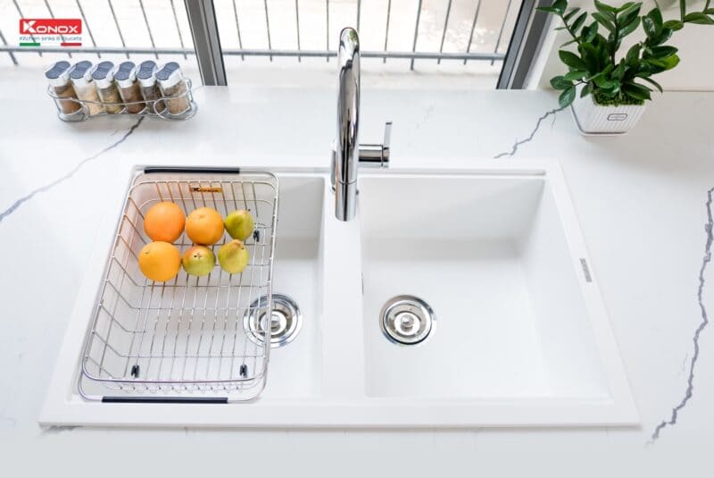 Chậu rửa bát Granite Sink Phoenix Smart 860 – White Silver