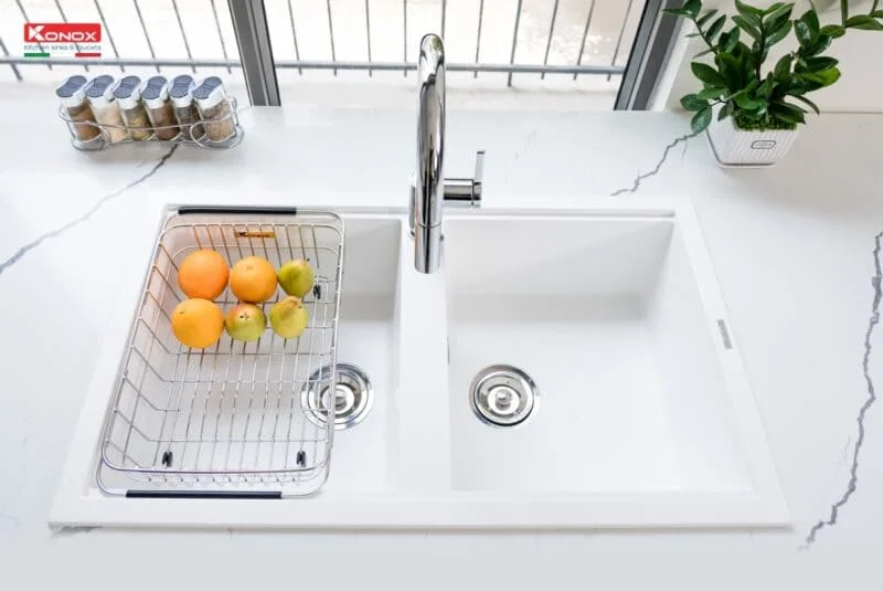 Chậu rửa bát Granite Sink Phoenix Smart 860 – White Silver