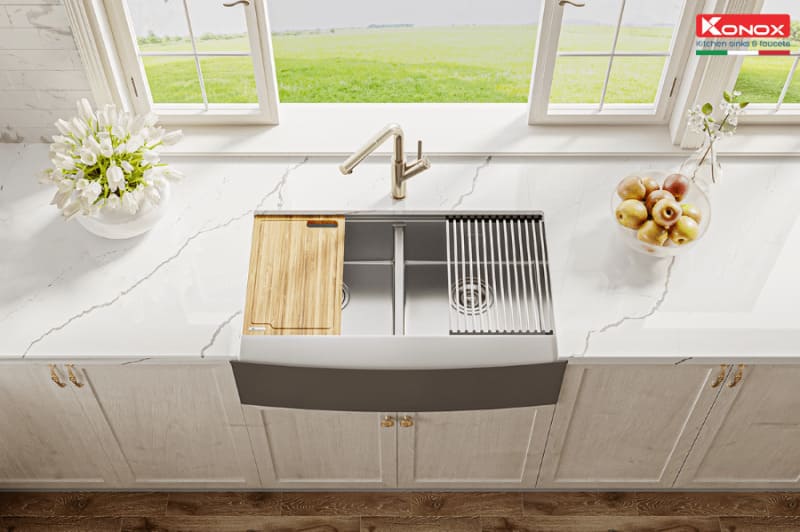 Chậu rửa bát Workstation Sink – Apron Sink KN8751DA Curve