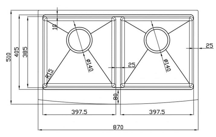 Bản vẽ Chậu rửa bát Workstation Sink – Apron Sink KN8751DA Curve