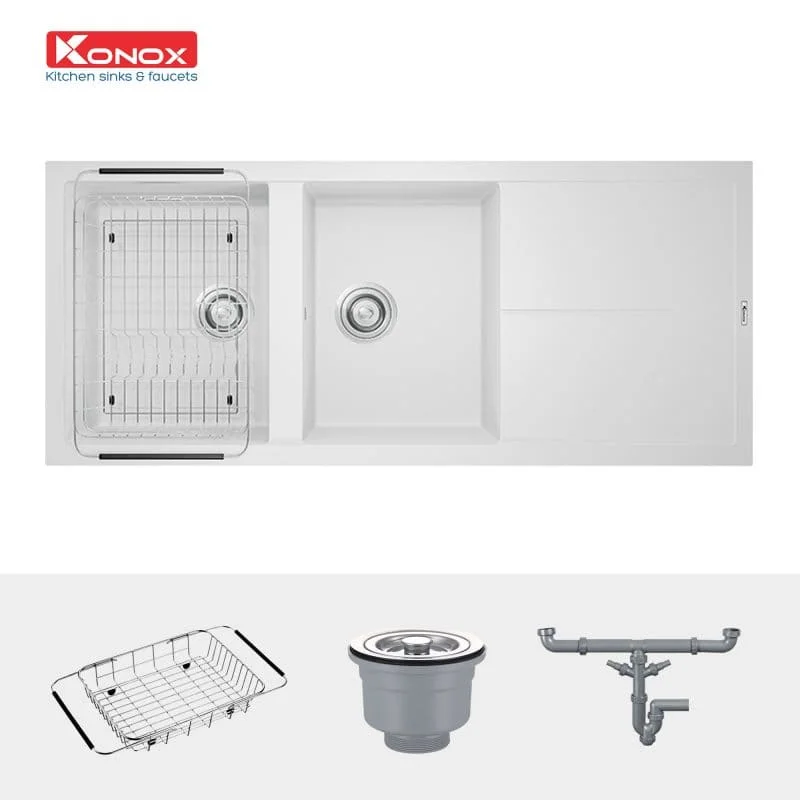 Chậu rửa bát Granite Sink Livello Smart 1160 – White Silver