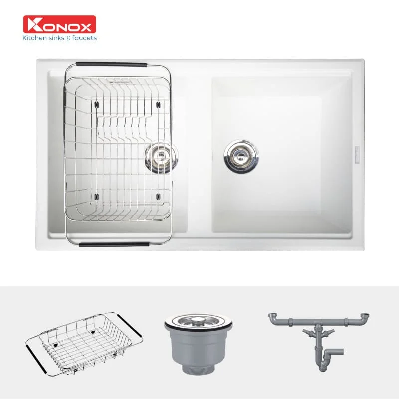 Chậu rửa bát Granite Sink Phoenix 860 – White Silver