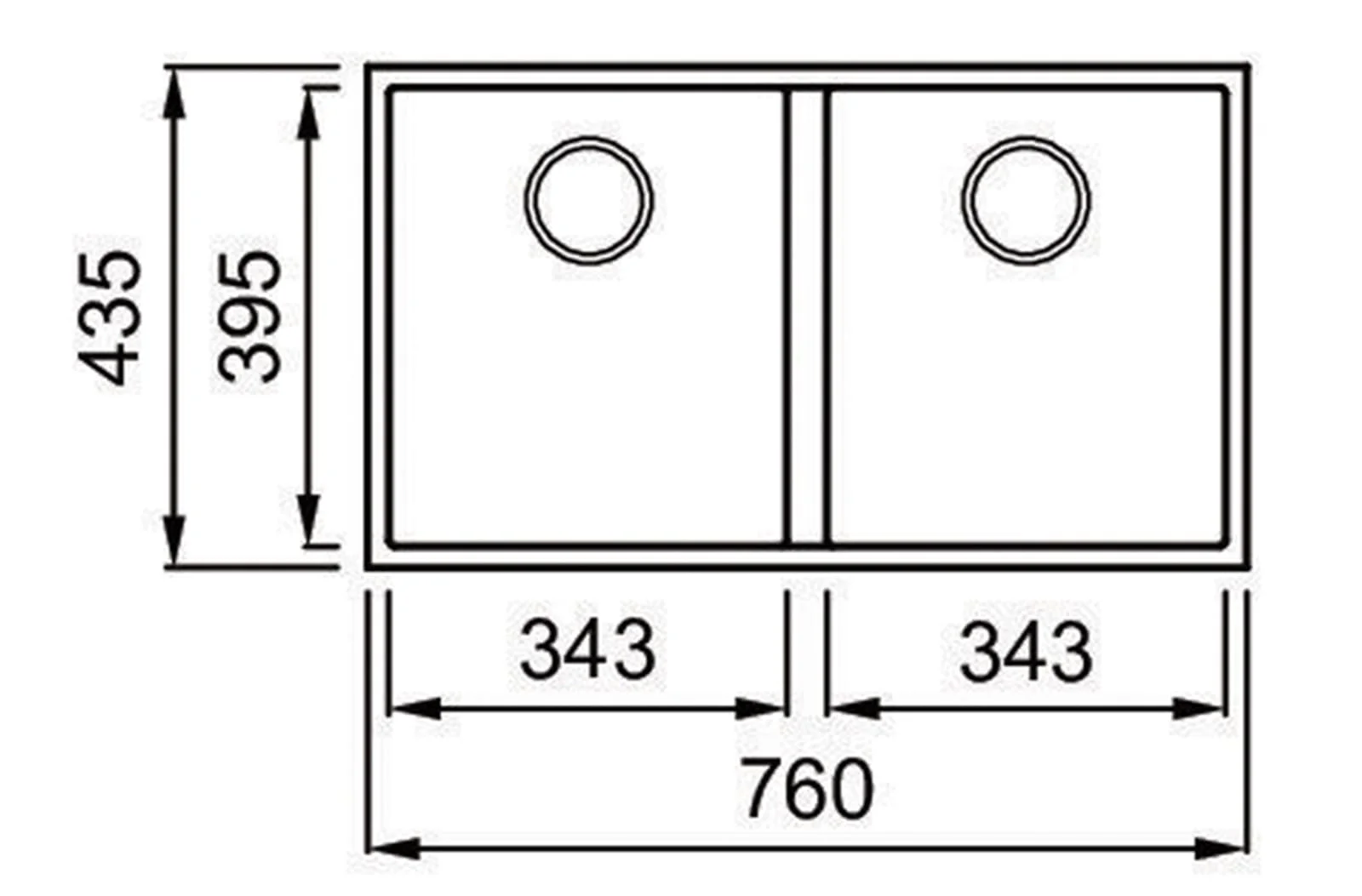 Bản vẽ Chậu rửa bát Granite Sink Veloci 760D – Grey