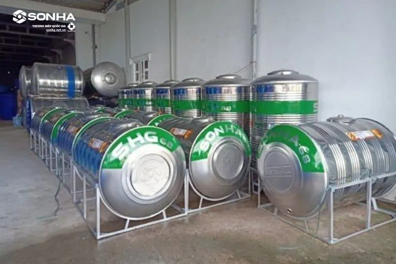 Bồn inox 445NF Lộc Phát Sơn Hà Xanh 500l đứng