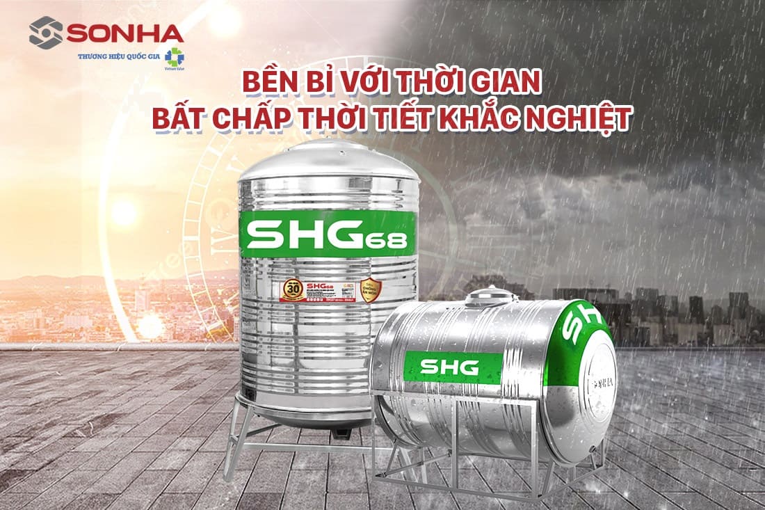 Bồn nước inox 445NF bất chấp mọi thời tiết 2000l đứng phi 1380