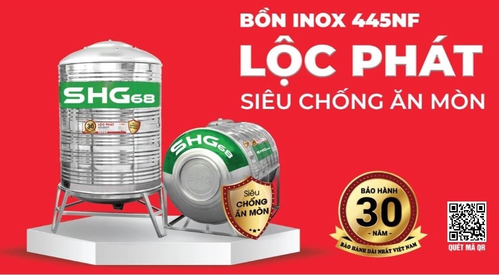 Bồn nước Lộc Phát Sơn Hà bảo hành 30 năm 2000l đứng phi 1380