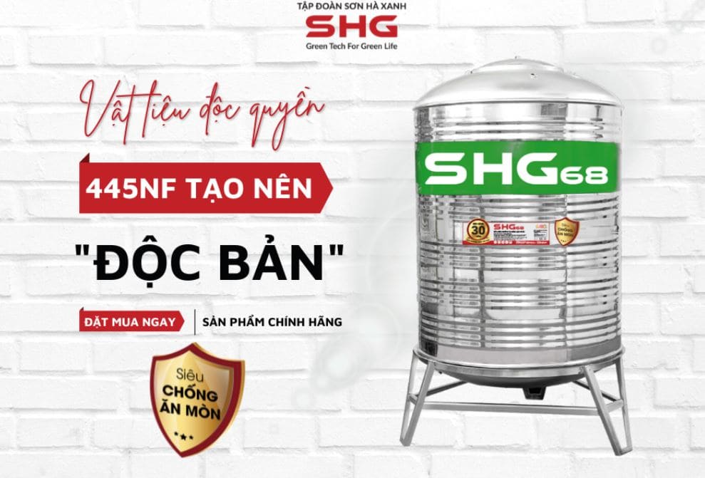 Bồn nước Lộc Phát Sơn Hà Xanh 68 2000l đứng phi 1380