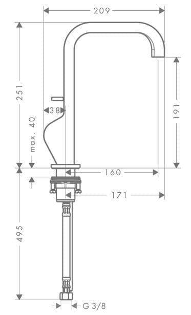 Bản vẽ vòi nước bồn rửa Axor Citterio 39034130