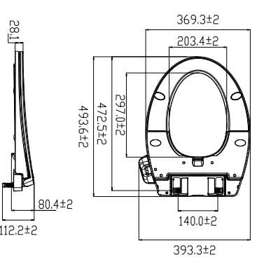 Bản vẽ Nắp rửa bồn cầu cơ American Standard M4A839