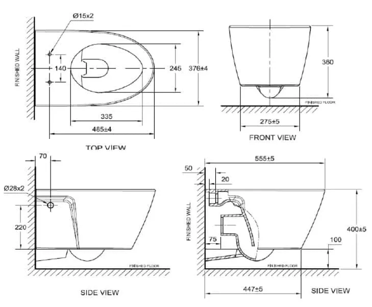 Bản vẽ Bồn Cầu Treo Tường American Standard VF-3119