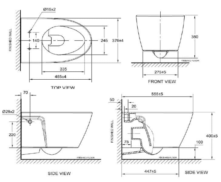 Bản vẽ Bồn Cầu Treo Tường American Standard VF-3119V