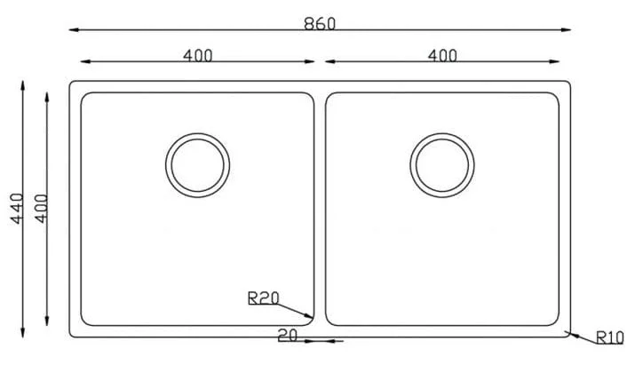 Bản vẽ Chậu rửa bát Turkey Sink Vigo 8644