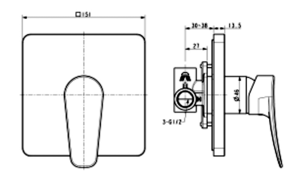 Bản vẽ Sen tắm nóng lạnh âm tường American Standard WF-0922