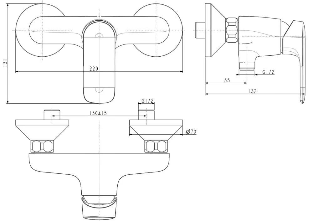 Bản vẽ Củ Sen Nóng Lạnh American Standard WF-1M12