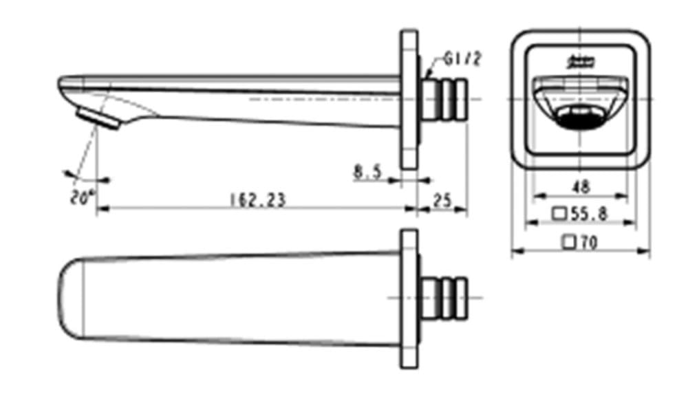 Bản vẽ Vòi sen gắn tường American Standard WF-9714
