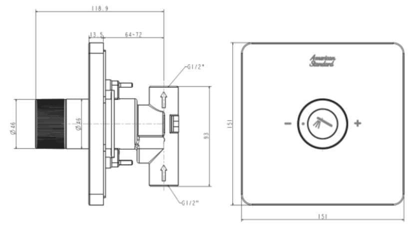 Bản vẽ Nút Điều Chỉnh Tay Sen American Standard FFAS0925MB Màu Đen
