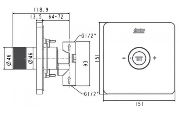Bản vẽ Nút Điều Chỉnh Đầu Sen American Standard FFAS0926MB Màu Đen