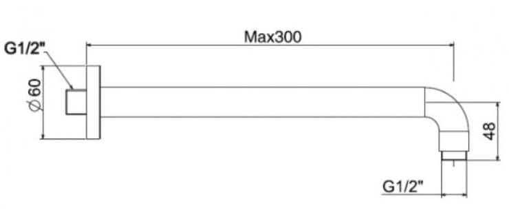 Bản vẽ Thanh Nối Đầu Sen American Standard FFAS9909MB 
