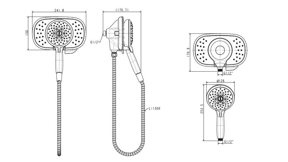 Bản vẽ Sen tắm gắn tường American Standard FFASS055