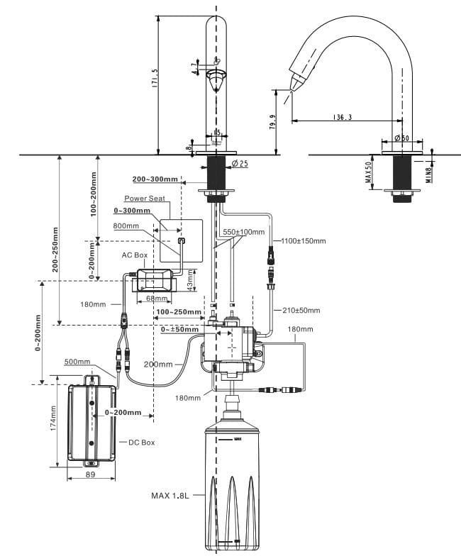 Bản vẽ Vòi xà phòng cảm ứng American Standard WF-8102