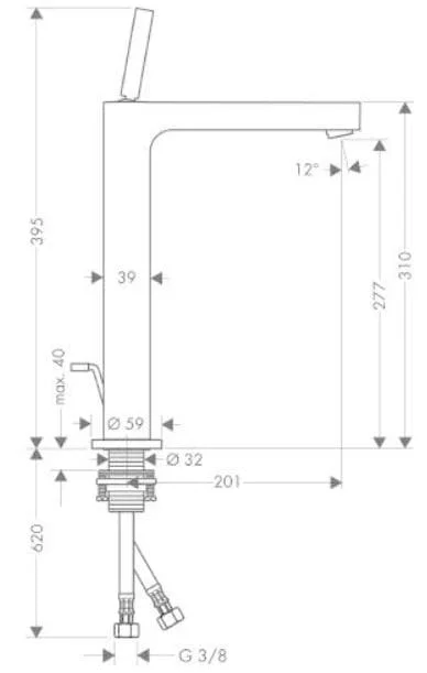 Bản vẽ vòi nước bồn rửa Axor Citterio 39020310