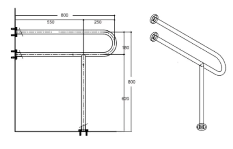 Bản vẽ Tay vịn American Standard HR-320280-01