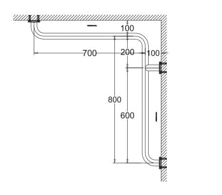 Bản vẽ Thanh vịn góc bên trái American Standard HR-320370-01L