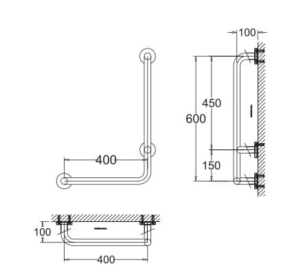 Bản vẽ Thanh vịn trái American Standard HR-320540-01L