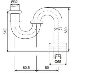 Bản vẽ Ống thải chữ S American Standard WF-9502