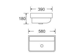 Bản vẽ Chậu rửa vuông bán âm Royal Join RA-8414