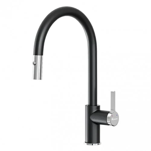 Vòi rửa bát nóng lạnh dây rút Konox Alto Black
