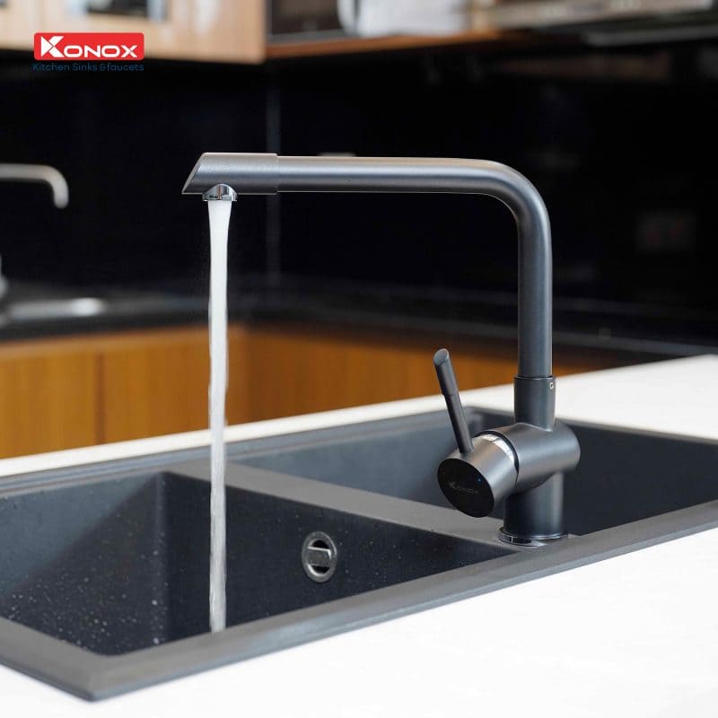 Vòi rửa bát nóng lạnh Konox Felix Black