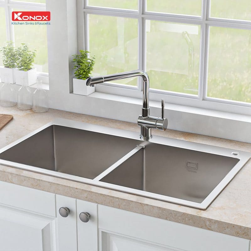 Vòi rửa bát nóng lạnh Konox Felix Chrome