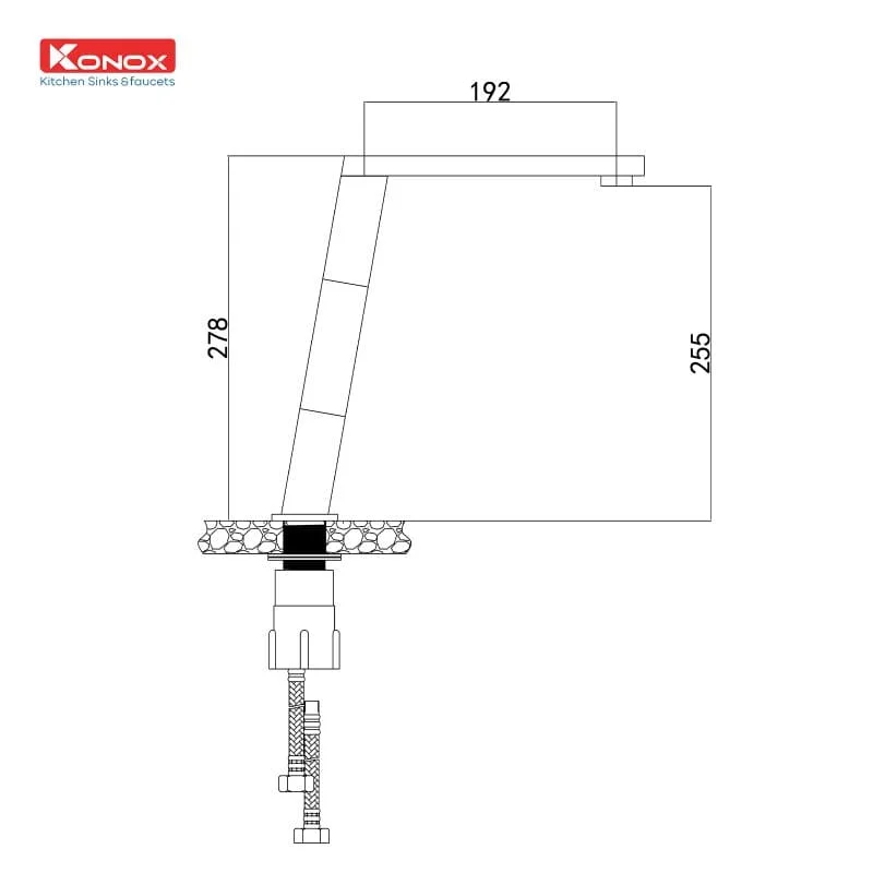 Bản vẽ Vòi rửa bát nóng lạnh Konox KN1209