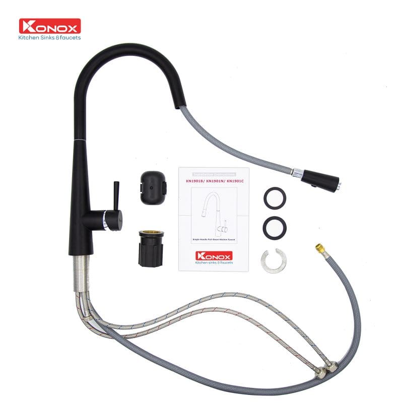 Vòi rửa bát nóng lạnh dây rút Konox KN1901B