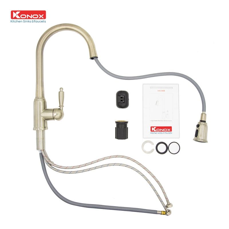 Vòi rửa bát nóng lạnh dây rút Konox KN1905