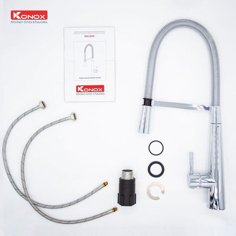 Vòi rửa bát nóng lạnh cần mềm Konox KN1909