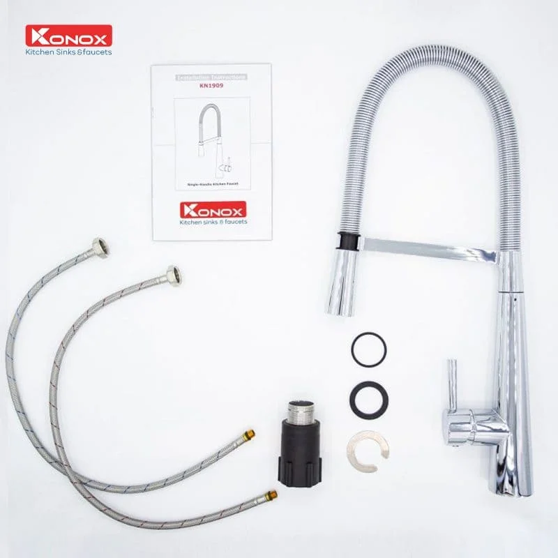 Vòi rửa bát nóng lạnh cần mềm Konox KN1909