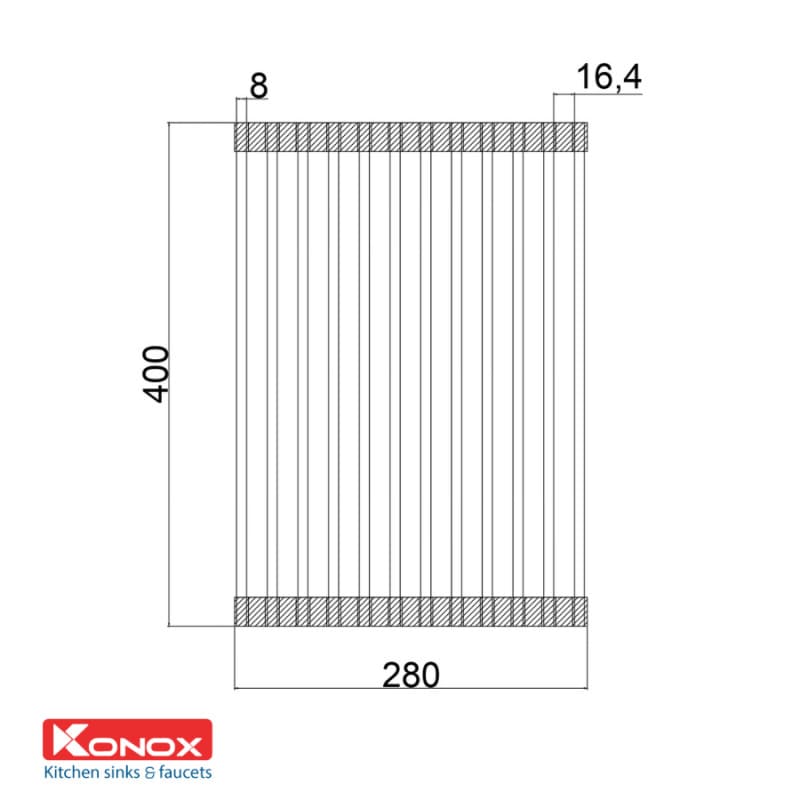 Bản vẽ Thanh lưới Konox Roller Mat RM01