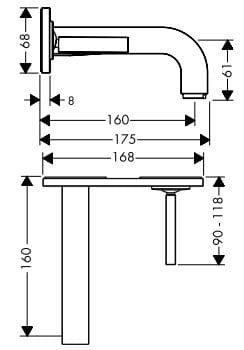 Bản vẽ vòi nước bồn rửa tay Axor Citterio 39112820
