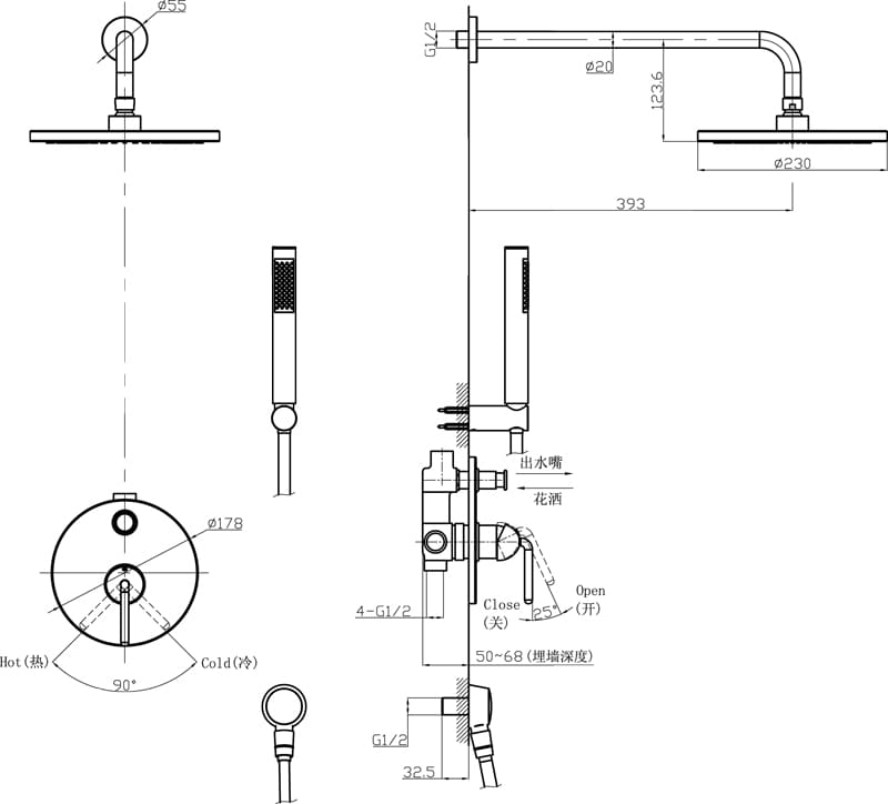 Bản vẽ sen âm tường Joden 82873715C