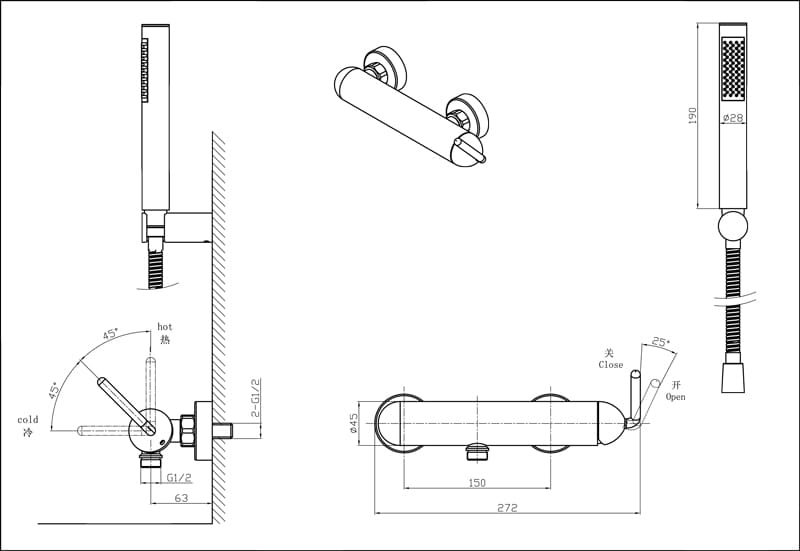 Bản vẽ sen tắm nóng lạnh Joden 90873715C