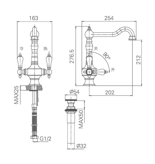 Bản vẽ kỹ thuật vòi chậu Joden Alexander 100K5022B6