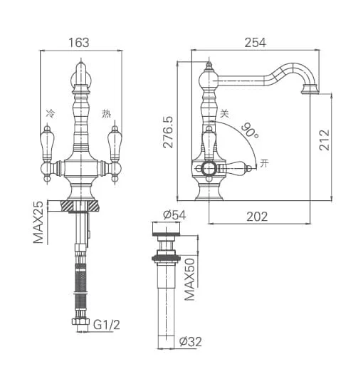 Bản vẽ kỹ thuật vòi chậu Joden Alexander 100K5022B6