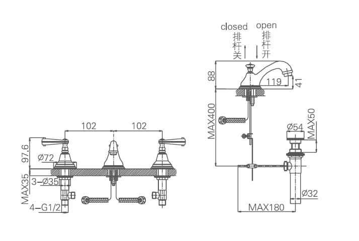 Bản vẽ kỹ thuật vòi chậu Joden Diana 21005018c